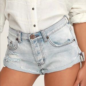 One Teaspoon Bandit Light Wash Distressed Shorts